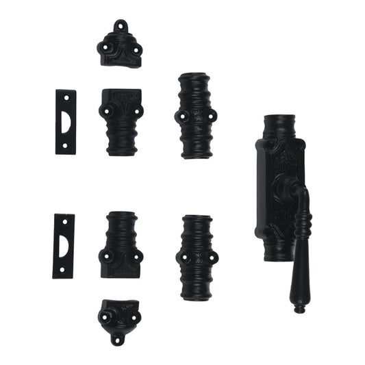 Signature Ironmongery Lever Handle Door Iron Cremone Bolt Hardware Black Powder Coated Up to 9 feet Doors (Right Hand)