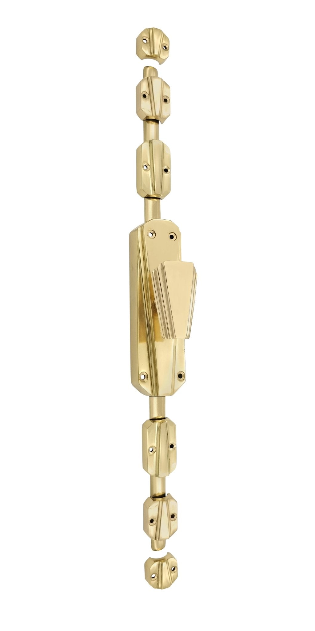 Signature Ironmongery Art Deco Door Brass Cremone Bolt 9 feet polished Brass Unlacquered Upto 9 feet Door