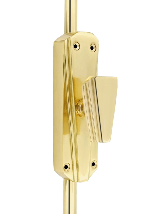 Signature Ironmongery Art Deco Door Brass Cremone Bolt 9 feet polished Brass Unlacquered Upto 9 feet Door