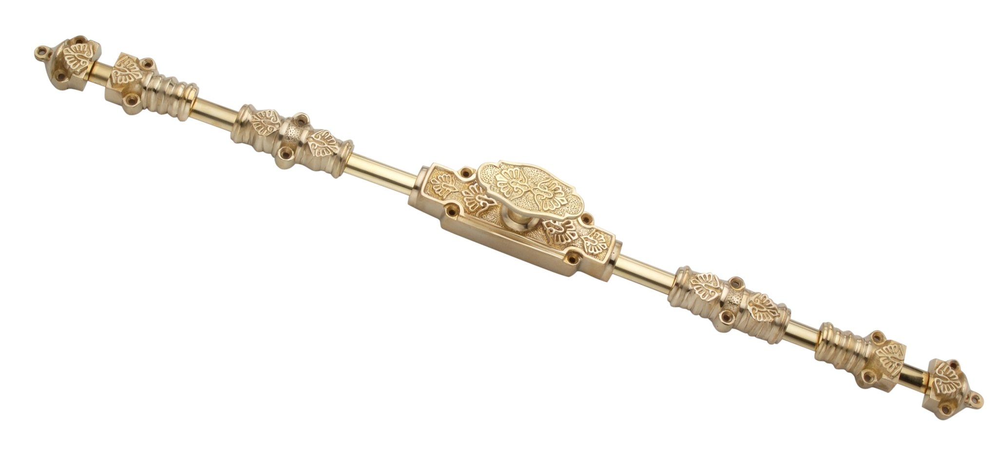 Signature Ironmongery Ornate Door Brass Cremone Bolt Unlacquered Brass Polished up to 9 Feet Doors