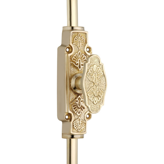 Signature Ironmongery Ornate Door Brass Cremone Bolt Unlacquered Brass Polished up to 9 Feet Doors