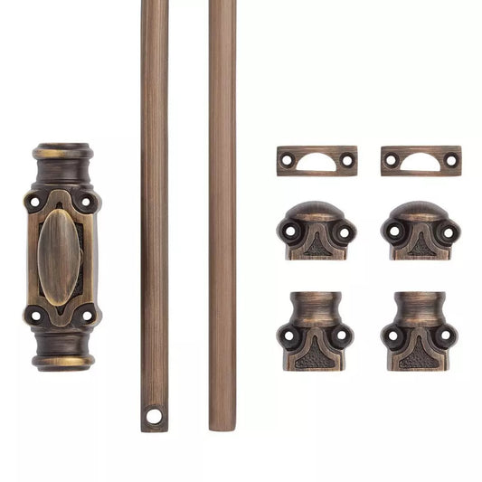 Signature Ironmongery Stepney Cabinet Brass Cremone Bolt Hardware 2 feet Antique Brass Lacquered Up to 2 feet