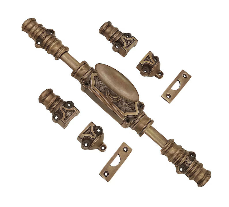 Signature Ironmongery Stepney Door Brass Cremone Bolt 9 feet Antique Brass Lacquered Up to 9 feet Doors