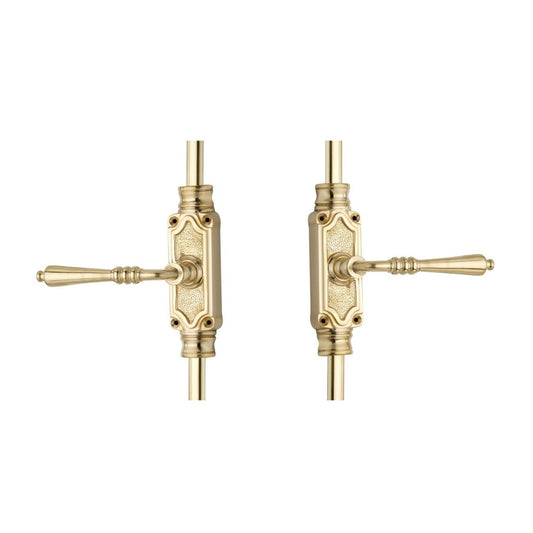 Signature Ironmongery Lever Handle Door Brass Cremone Bolt Unlacquered Brass Polished Upto 9 feet Doors - Signature Ironmongery