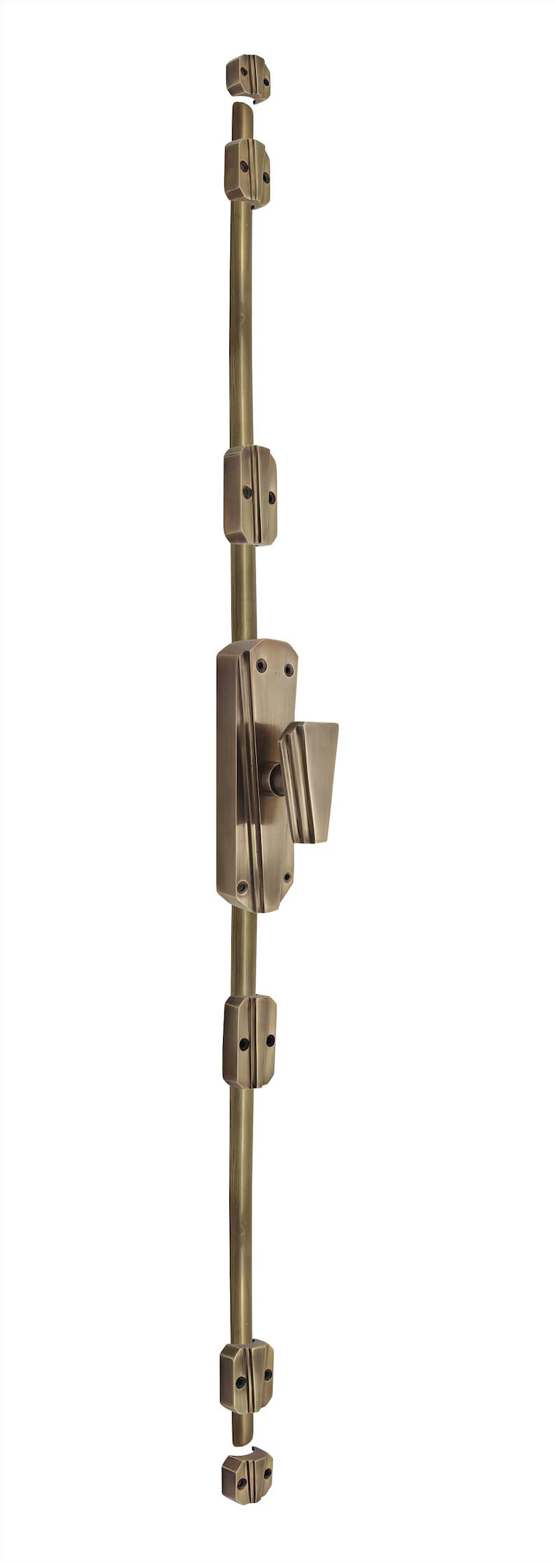 Signature Ironmongery Art Deco Door Brass Cremone Bolt 9 feet Antique Brass Unlacquered Up to 9 feet Doors