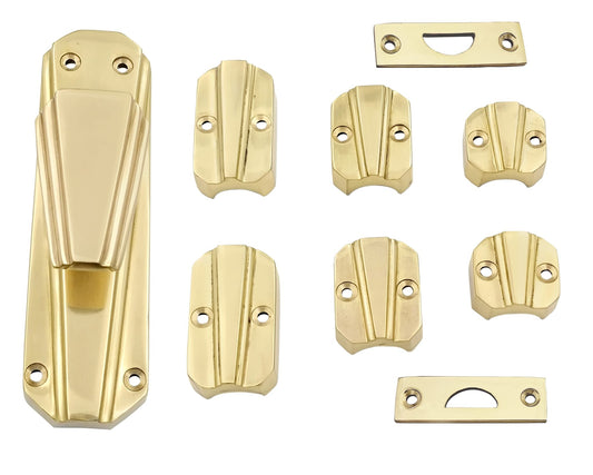 Signature Ironmongery Art Deco Door Brass Cremone Bolt 9 feet polished Brass Unlacquered Upto 9 feet Door