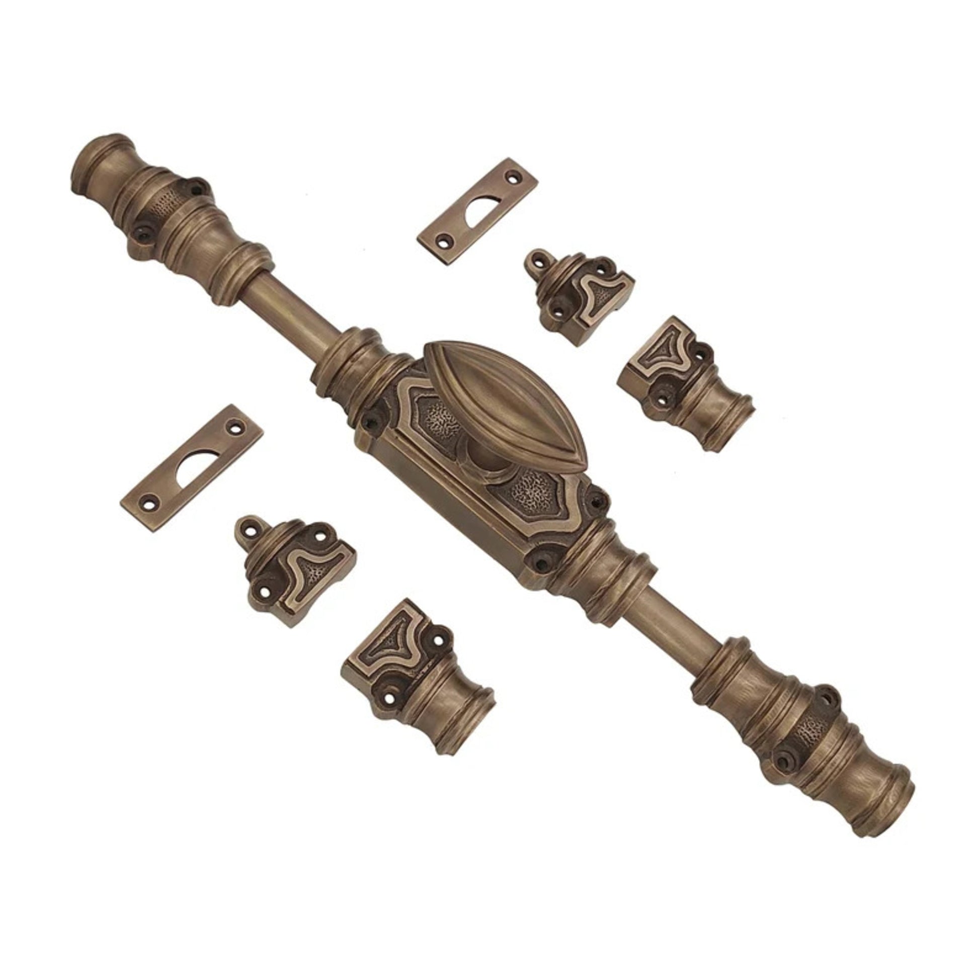 Signature Ironmongery Barcheski Door Brass Cremone Bolt Antique Brass Unlacquered Up to 9 feet Doors