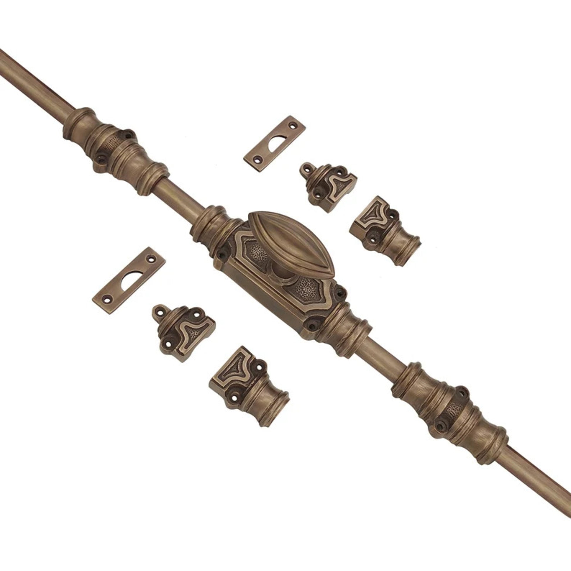 Signature Ironmongery Barcheski Door Brass Cremone Bolt Antique Brass Unlacquered Up to 9 feet Doors