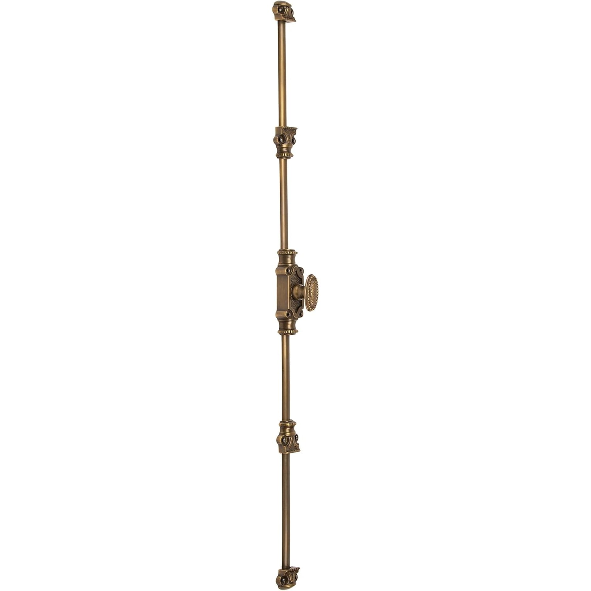 Signature Ironmongery Beaded Cabinet Brass Cremone Bolt Hardware 2 feet Antique Brass Unlacquered Upto 2 feet