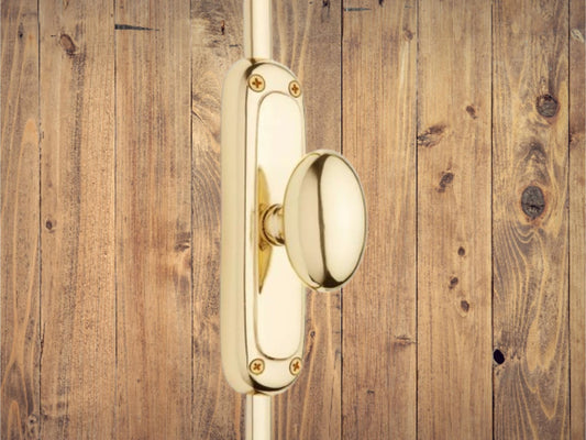 Signature Ironmongery Classic Oval Knob Door Brass Cremone Bolt 9 feet Unlacquered Brass Polished for Doors Upto 9 feet