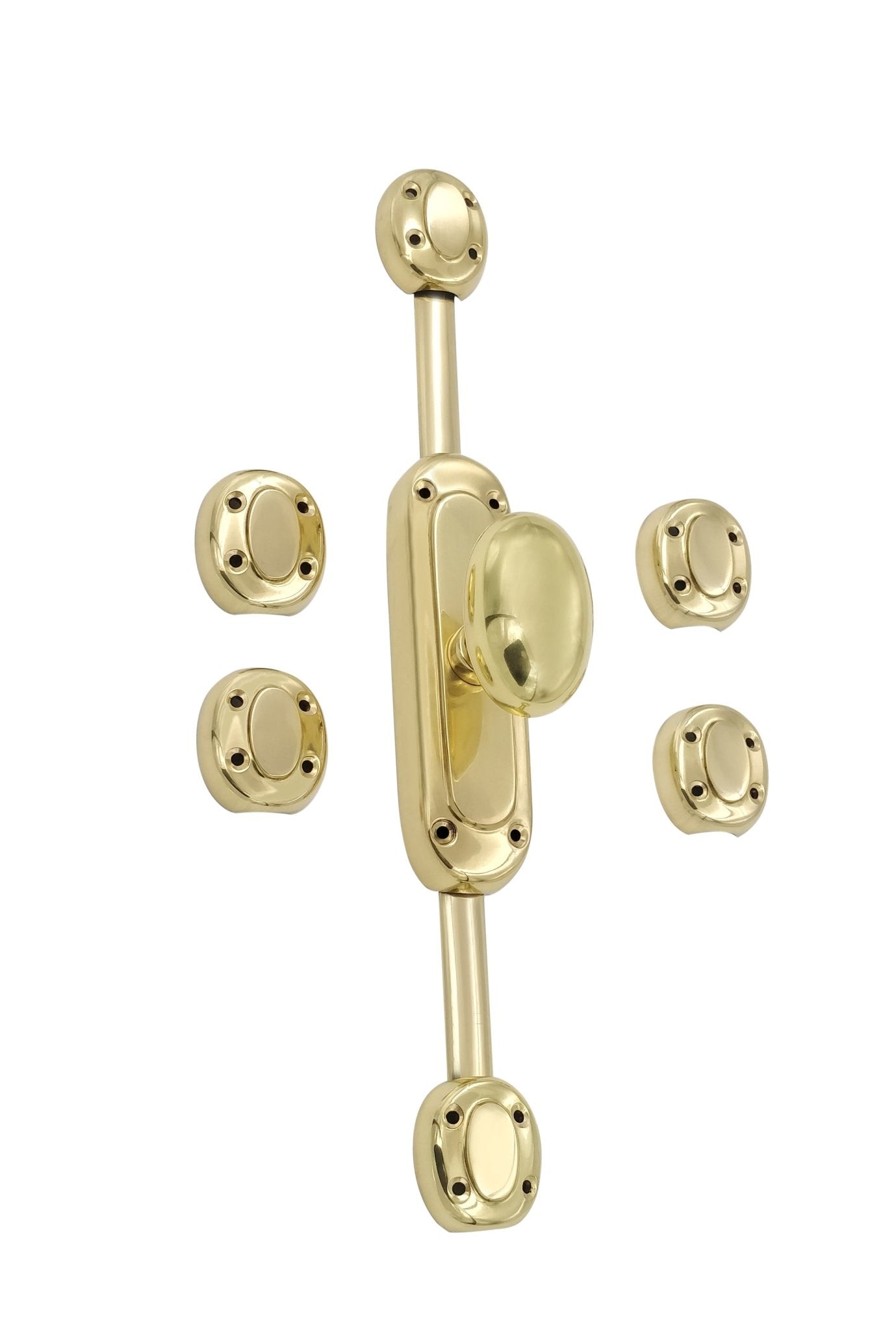 Signature Ironmongery Classic Oval Knob Door Brass Cremone Bolt 9 feet Unlacquered Brass Polished for Doors Upto 9 feet
