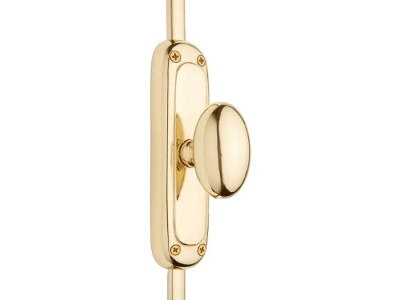 Signature Ironmongery Classic Oval Knob Door Brass Cremone Bolt 9 feet Unlacquered Brass Polished for Doors Upto 9 feet