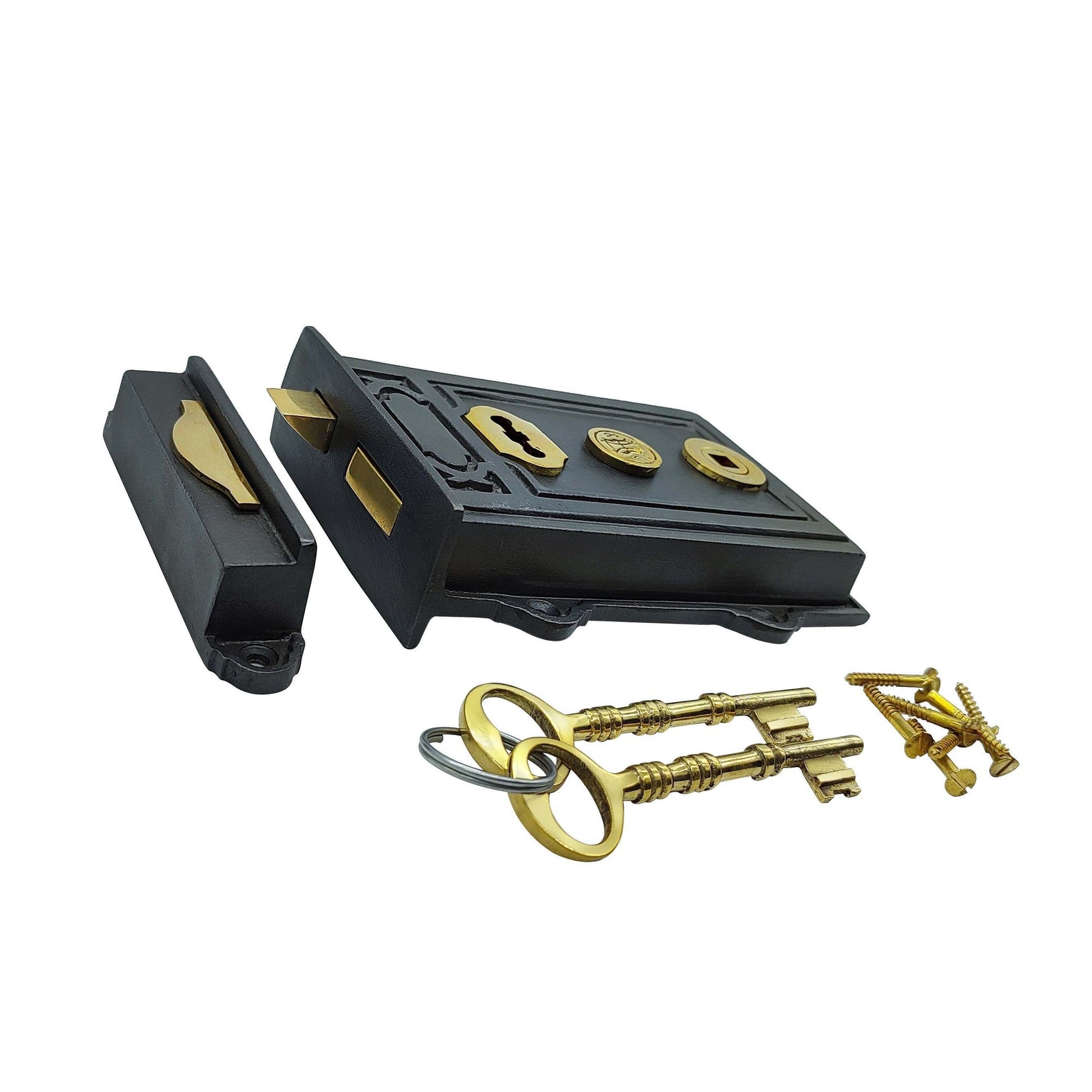 Signature Ironmongery Iron Davenport Rim Lock Antique Iron Finish