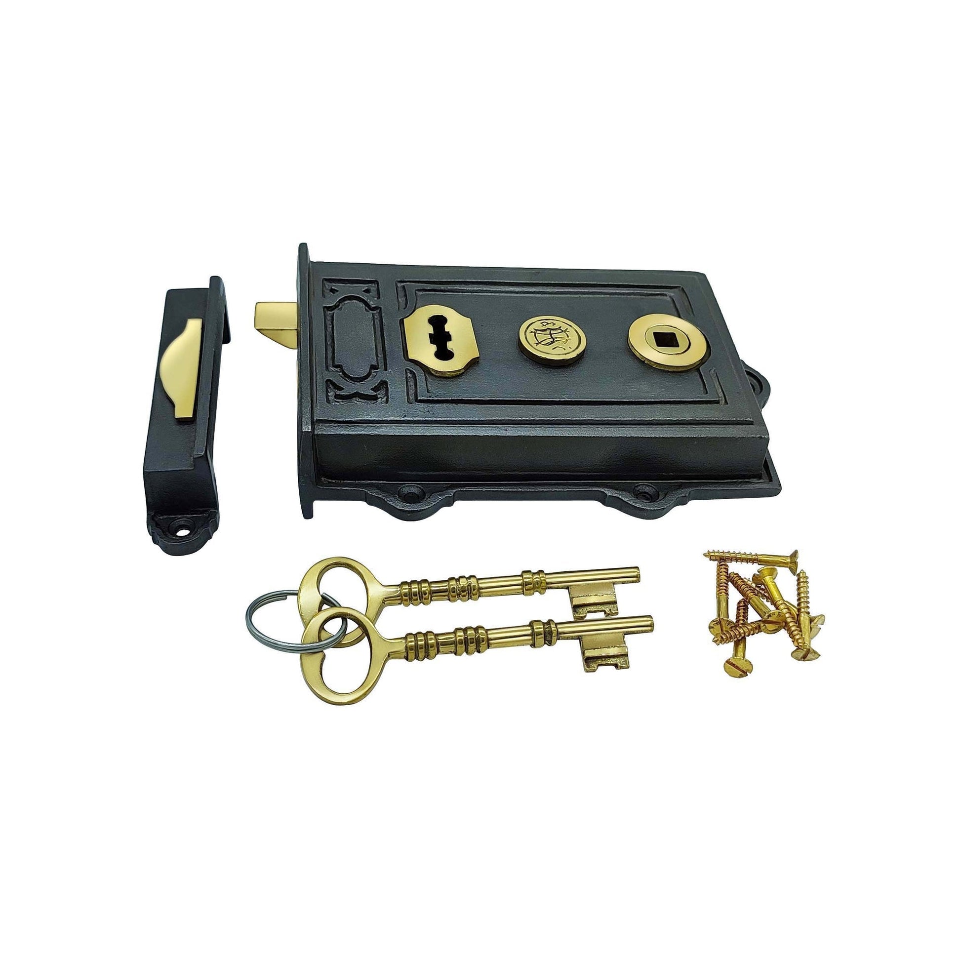 Signature Ironmongery Iron Davenport Rim Lock Antique Iron Finish