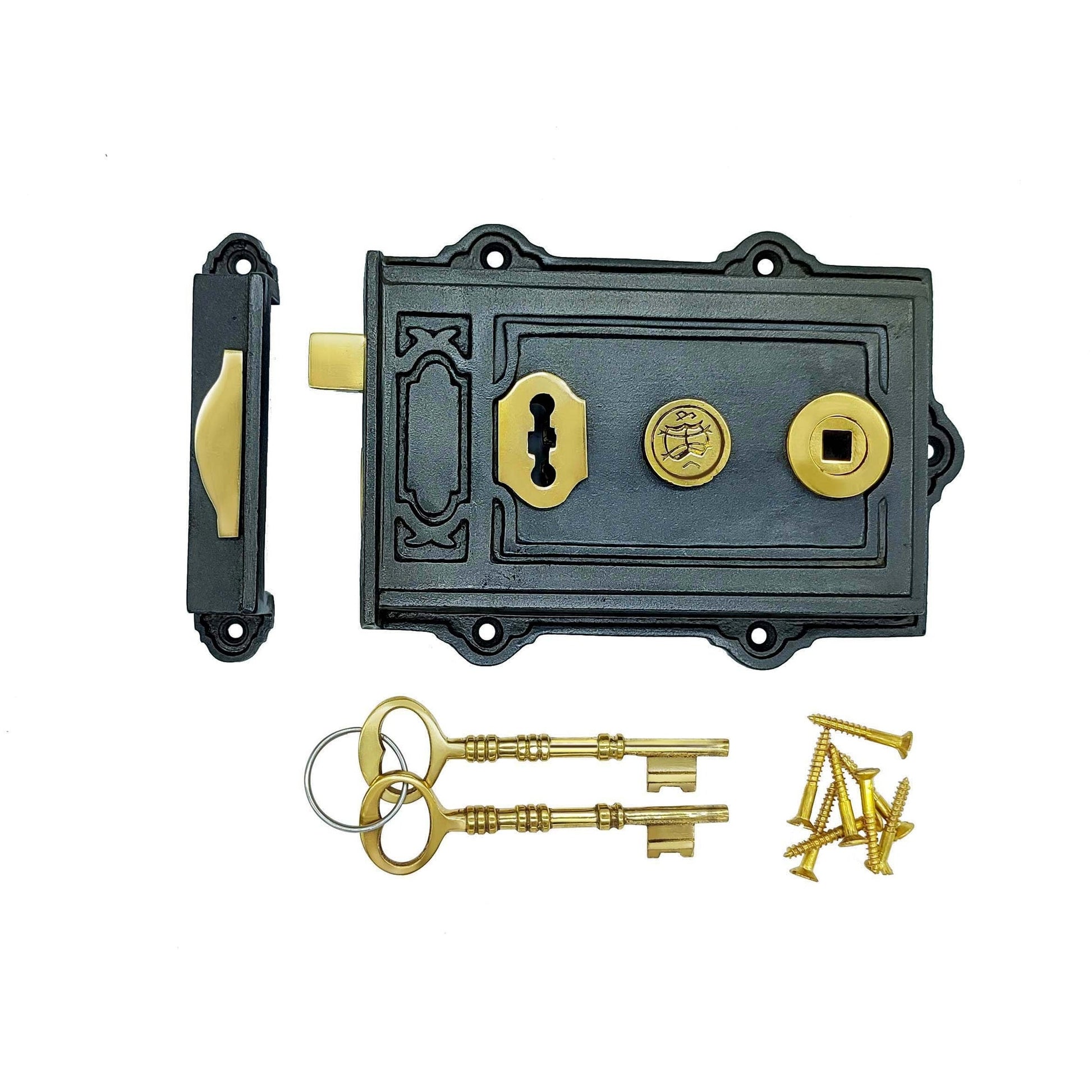 Signature Ironmongery Iron Davenport Rim Lock Antique Iron Finish