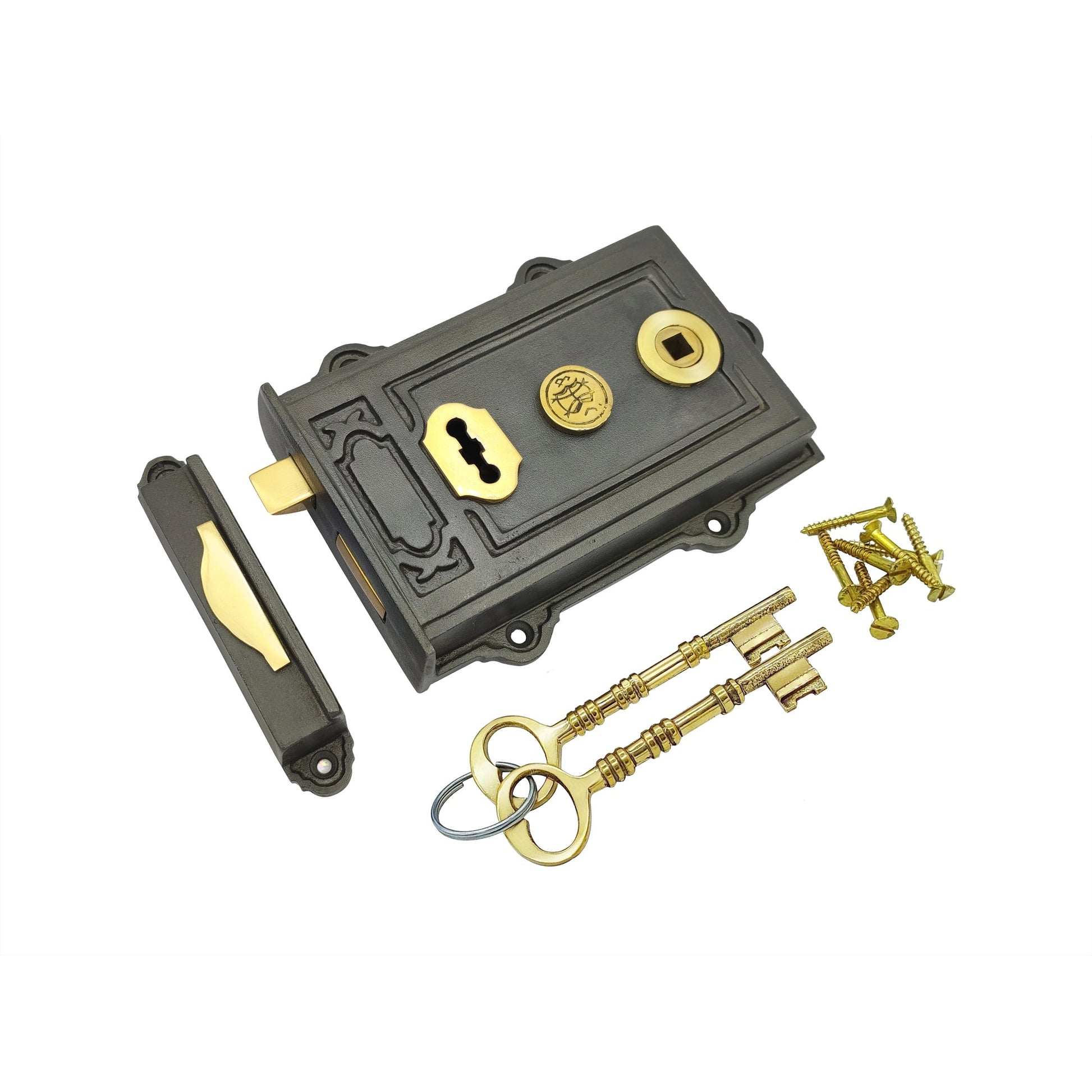 Signature Ironmongery Iron Davenport Rim Lock Antique Iron Finish