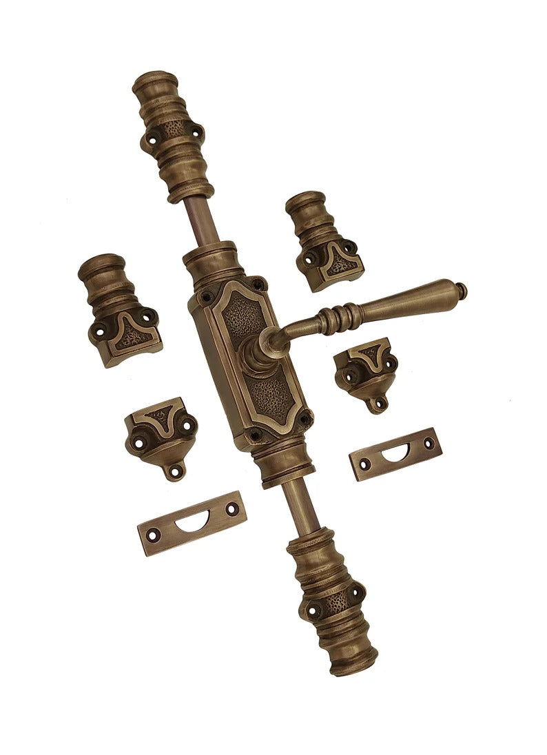 Signature Ironmongery Lever Handle Door Brass Cremone Bolt Unlacquered Antique Brass Upto 9 feet Doors