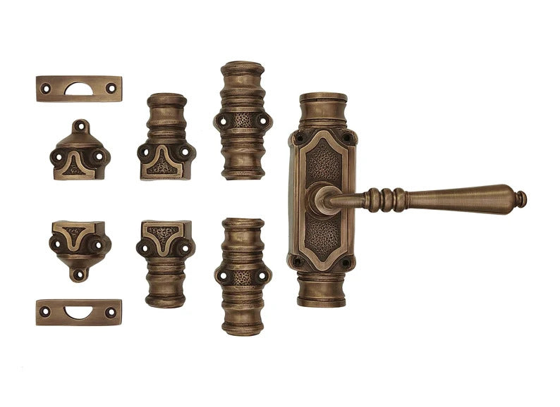 Signature Ironmongery Lever Handle Door Brass Cremone Bolt Unlacquered Antique Brass Upto 9 feet Doors