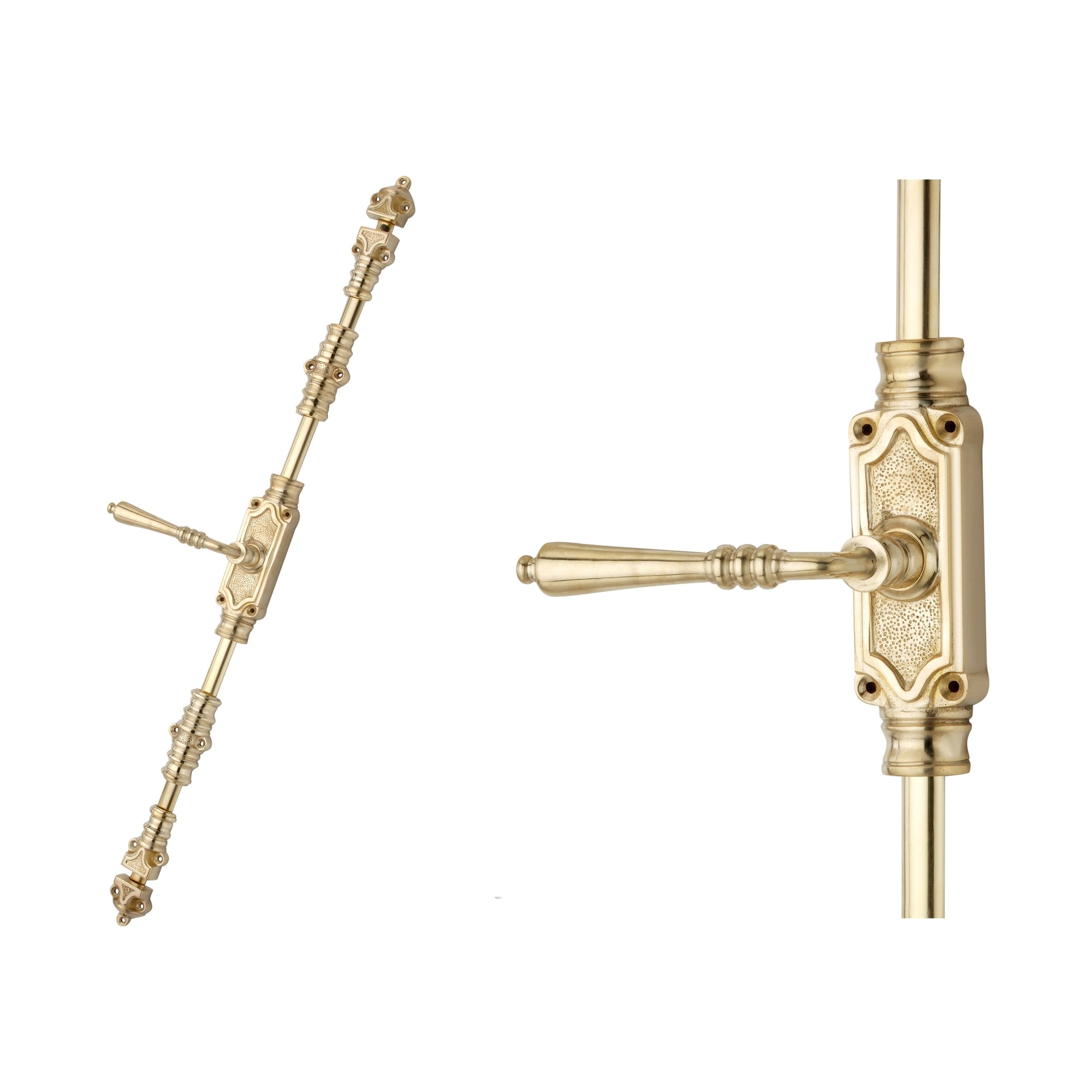 Signature Ironmongery Lever Handle Door Brass Cremone Bolt Unlacquered Polished Brass Upto 9 feet Doors