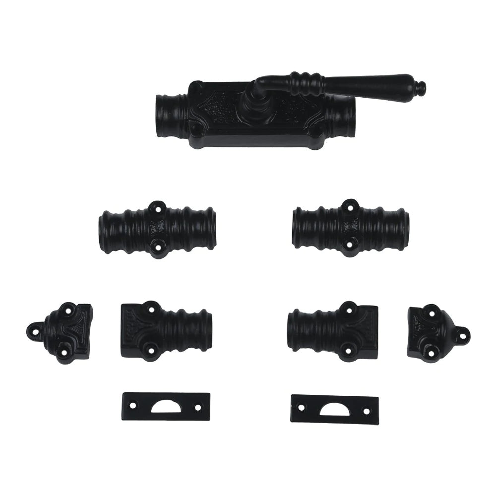 Signature Ironmongery Lever Handle Door Iron Cremone Bolt Hardware Black Powder Coated Up to 9 feet Doors