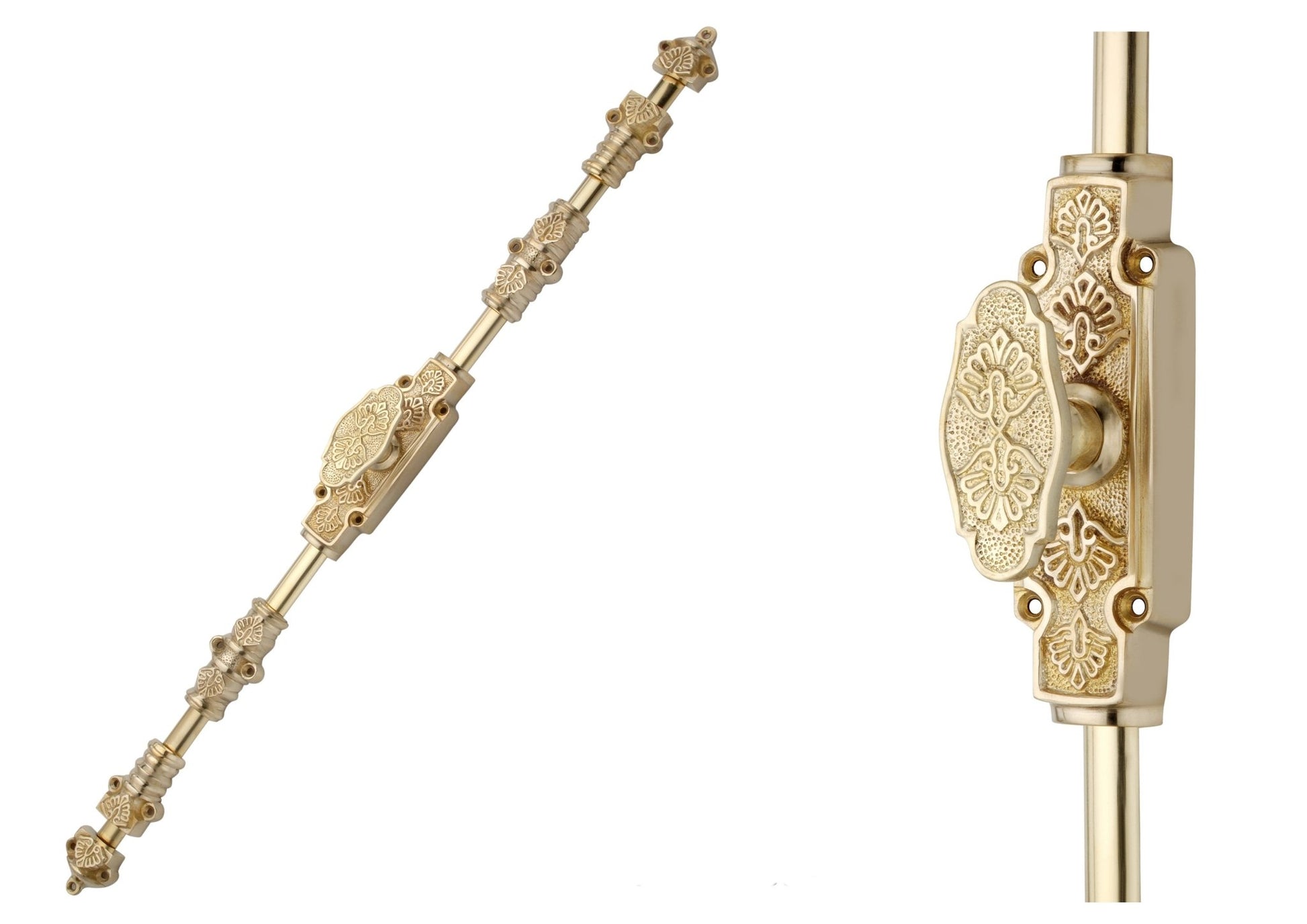 Signature Ironmongery Ornate Door Brass Cremone Bolt Unlacquered Brass Polished up to 9 Feet Doors