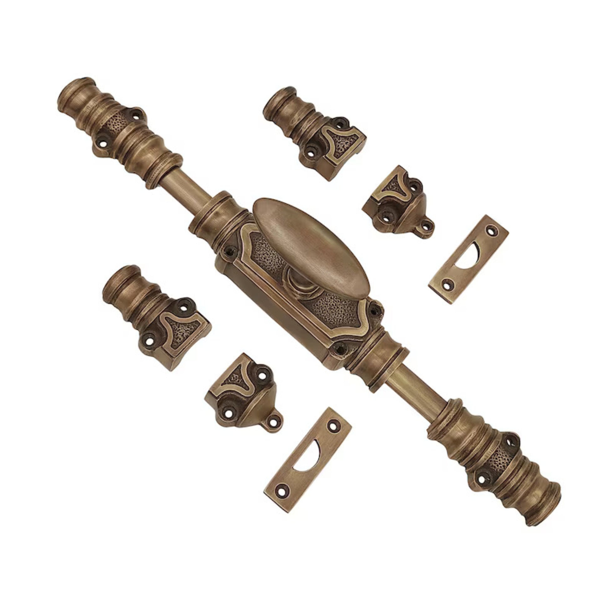 Signature Ironmongery Stepney Door Brass Cremone Bolt 9 feet Antique Brass Lacquered Up to 9 feet Doors
