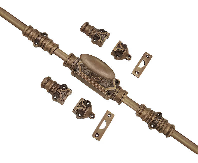 Signature Ironmongery Stepney Door Brass Cremone Bolt 9 feet Antique Brass Lacquered Up to 9 feet Doors