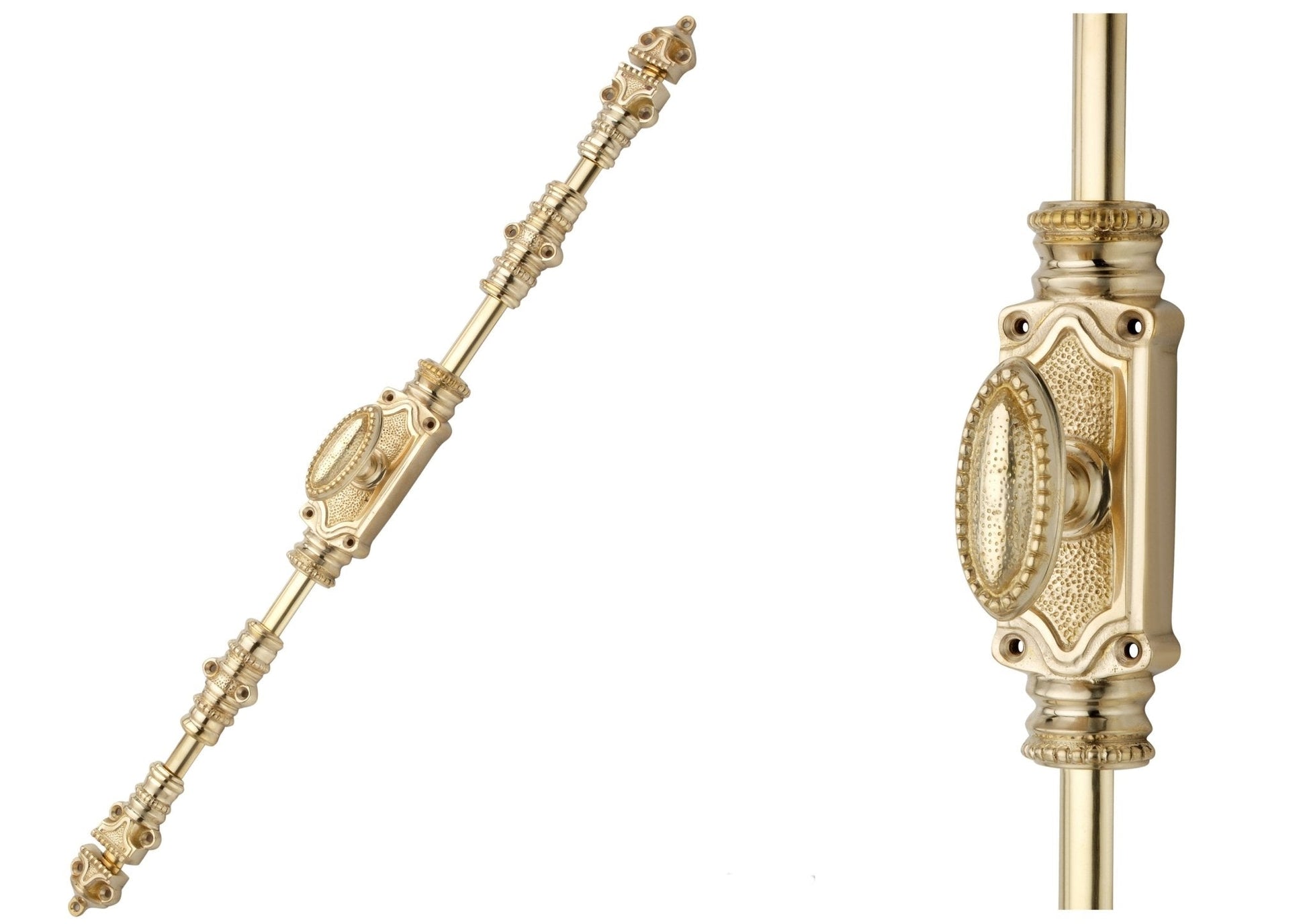 Signature Ironmongery Beaded Door Brass Cremone Bolt Unlacquered Brass Polished Upto 9 feet Doors - Signature Ironmongery