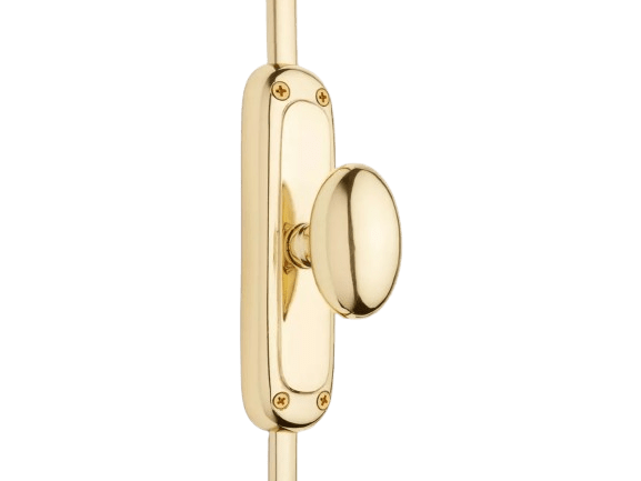 Signature Ironmongery Classic Oval Knob Door Brass Cremone Bolt 9 feet Polished Brass Lacquered for Doors Upto 9 feet - Signature Ironmongery