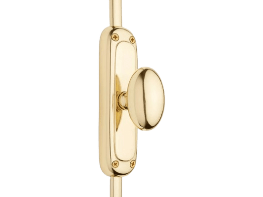 Signature Ironmongery Classic Oval Knob Door Brass Cremone Bolt 9 feet Unlacquered Brass Polished for Doors Upto 9 feet - Signature Ironmongery