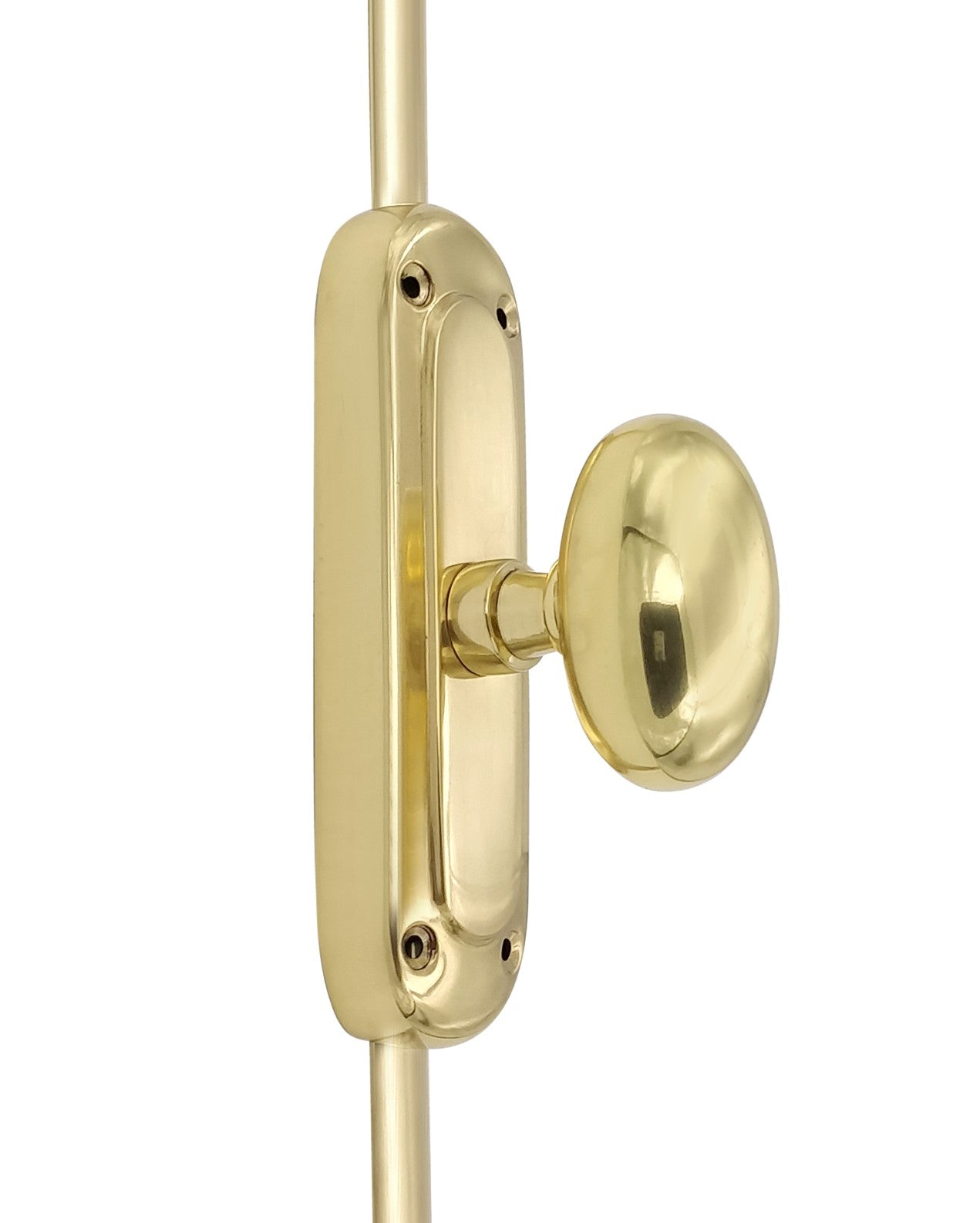 Signature Ironmongery Classic Oval Knob Door Brass Cremone Bolt 9 feet Unlacquered Brass Polished for Doors Upto 9 feet - Signature Ironmongery