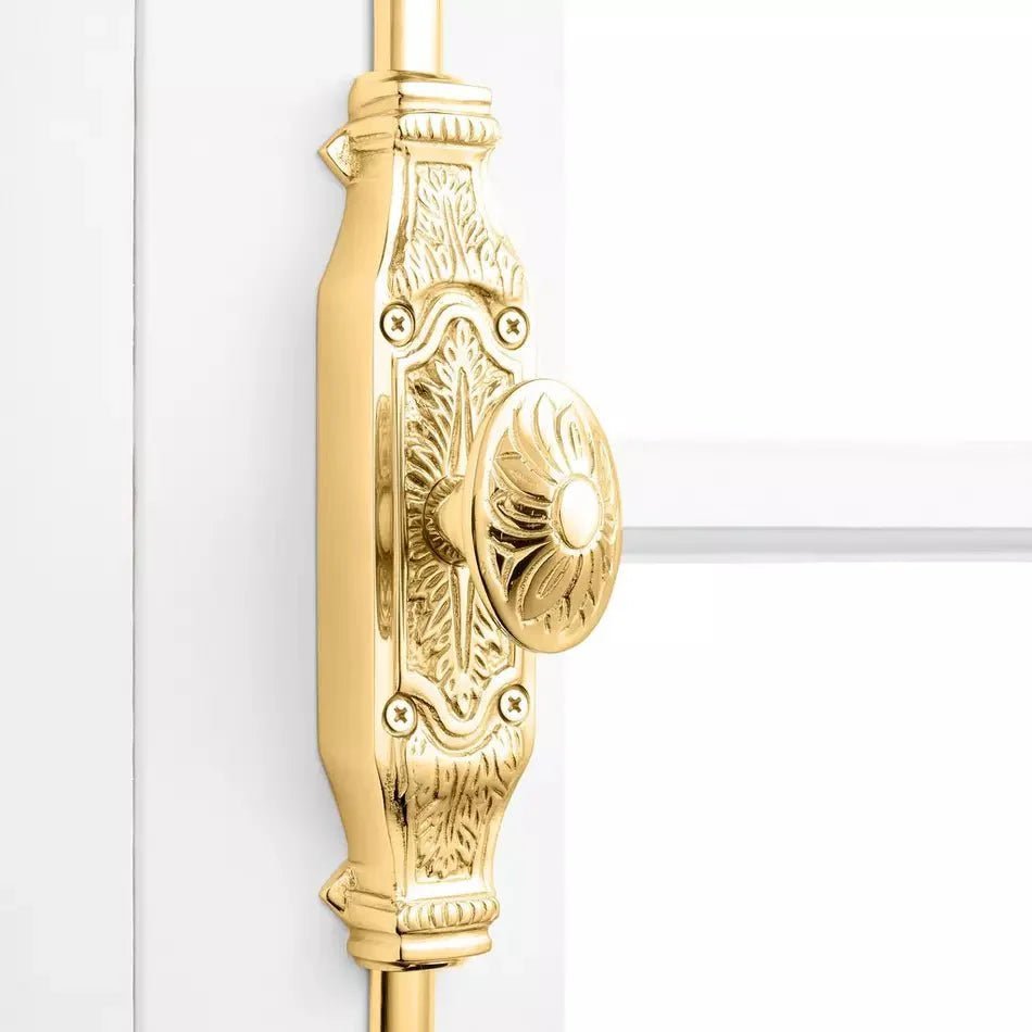 Signature Ironmongery Corinthian Door Brass Cremone Bolt 9 feet Unlacquered Brass Polished For Doors Upto 9 feet - Signature Ironmongery