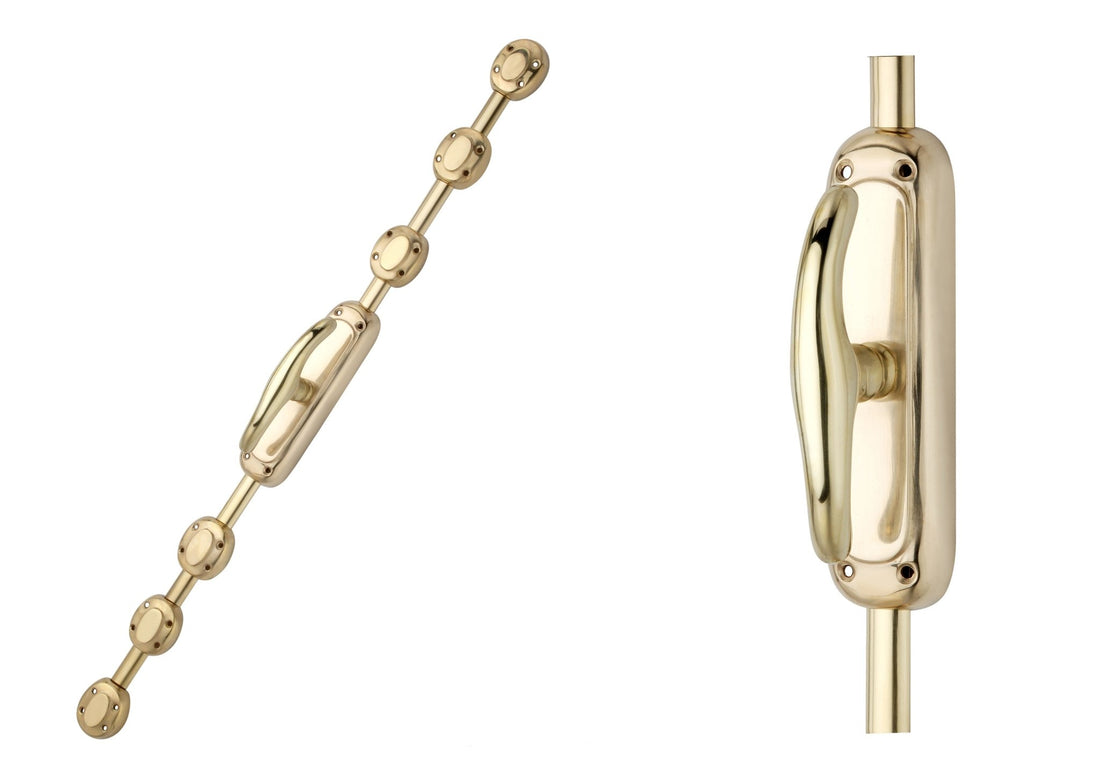 Signature Ironmongery Elegant Door Brass Cremone Bolt Unlacquered Brass Polished up to 9 Feet Doors - Signature Ironmongery