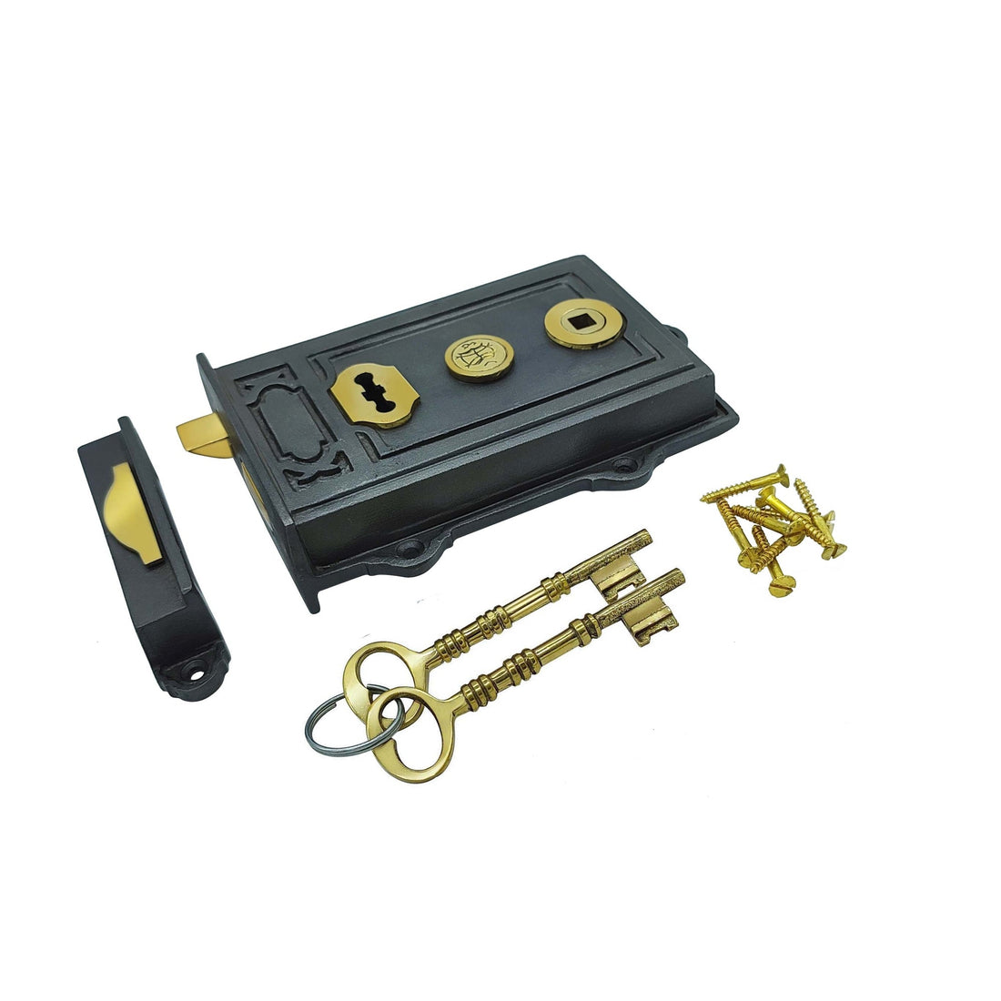 Signature Ironmongery Iron Davenport Rim Lock Antique Iron Finish - Signature Ironmongery