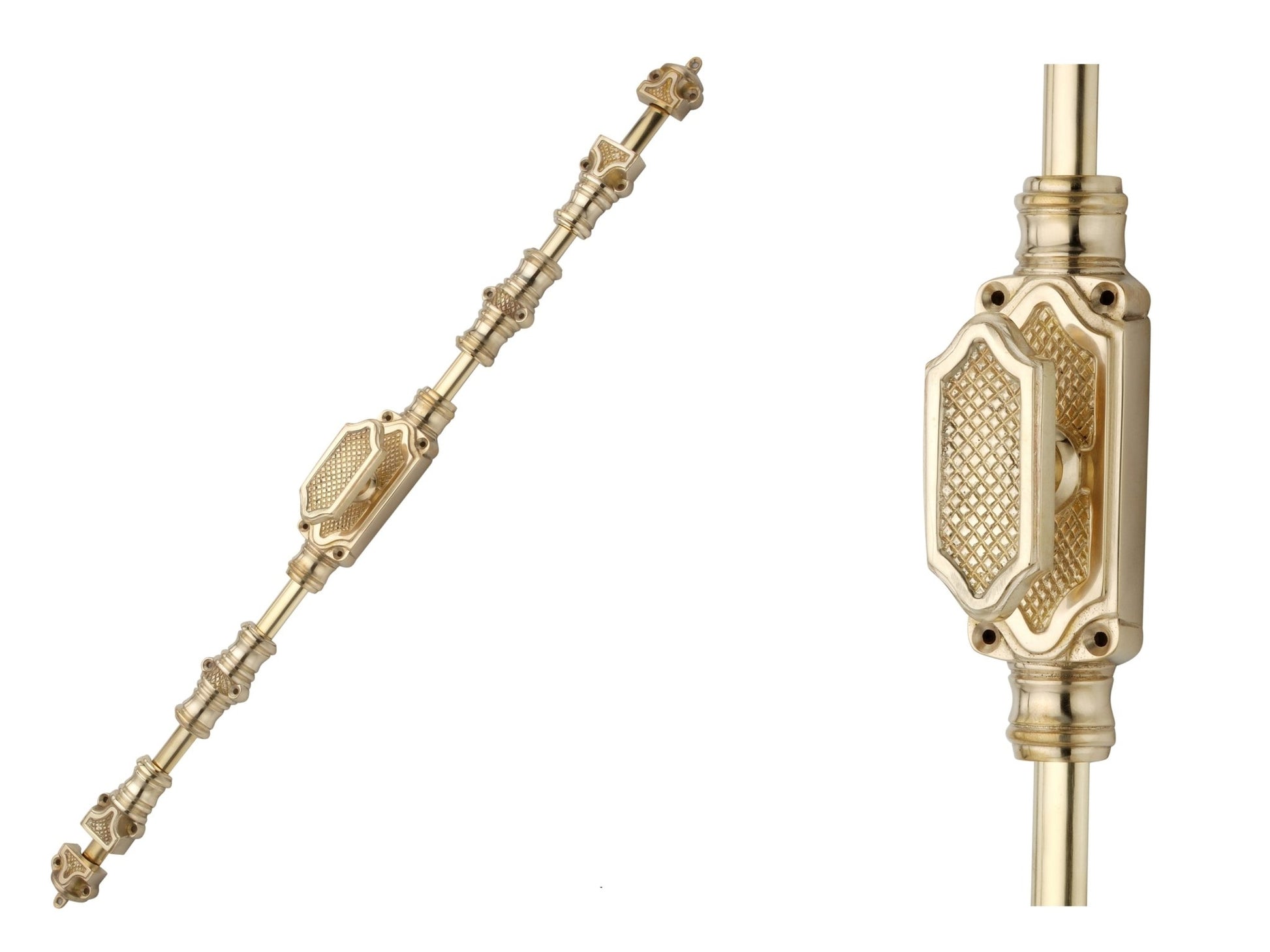 Signature Ironmongery Lattice Door Brass Cremone Bolt Unlacquered Brass Polished Upto 9 feet Doors - Signature Ironmongery